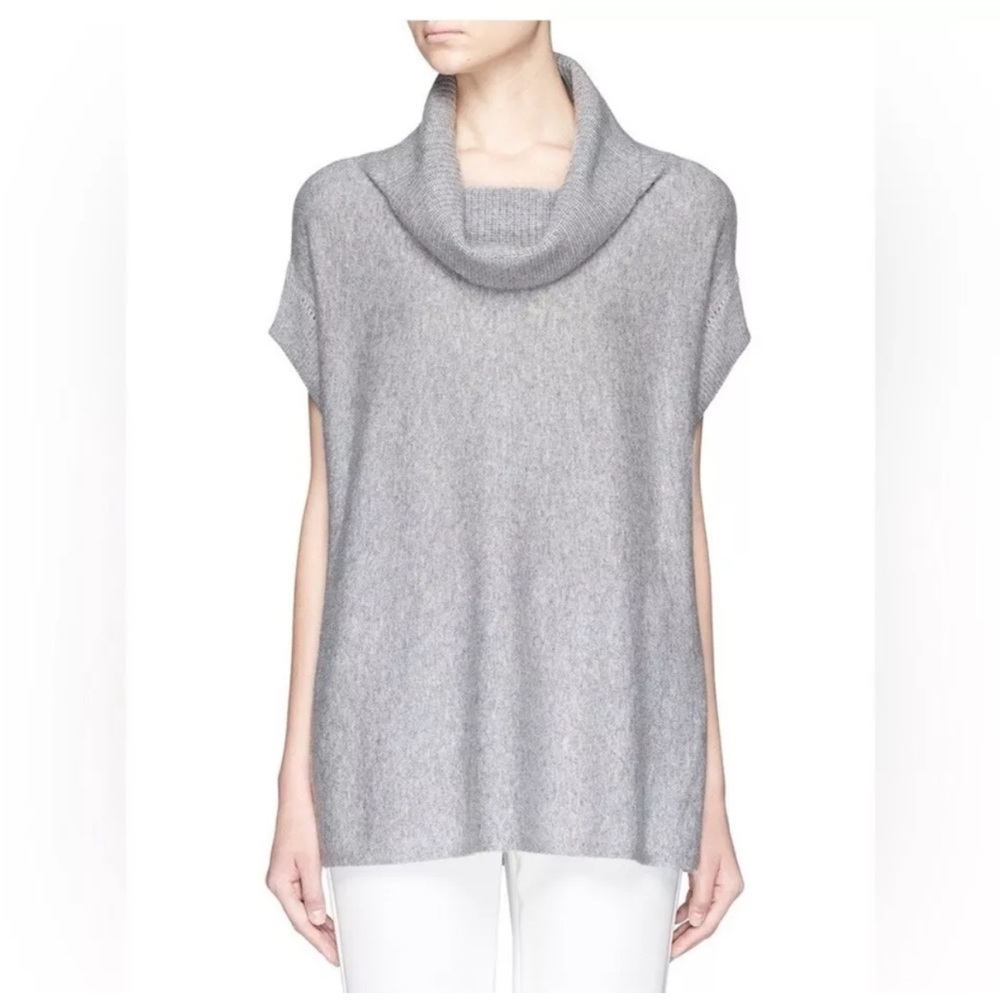 Vince Cashmere Gray Cowl Neck Short sleeve Sweater Tunic Size:S